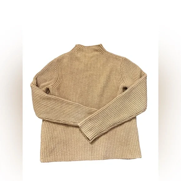 100% Merino Wool Athleta Tan Long Sleeve Sweater 2 Side Pockets Large - Picture 2 of 5